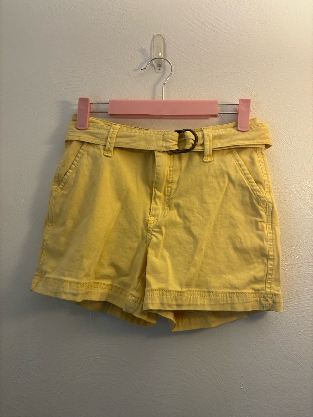 BKE Yellow High-Rise Shorts with Double-Ring Belt Size XS